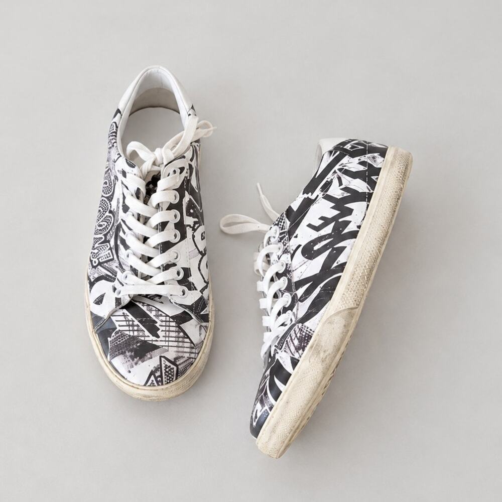 Celine x Christian Marclay Triomphe Leather Low Top Lace Up Sneakers EU 37 US7